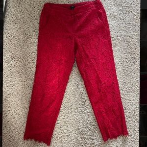 JCREW Tall Easy Pant in Lace Size 8 Tall - Festive Red
